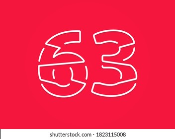 63 Nummer. Modernes trendiges, kreatives Design. Für Logo, Markenzeichen, Design-Elemente, Unternehmensidentität, Anwendung usw. einzelne Vektorgrafik          