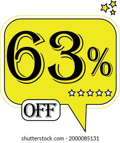 63% off Floating yellow balloon for promotional offers and discounts.