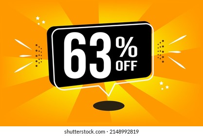 63% off. Orange banner with black balloon and special buy and sell offer