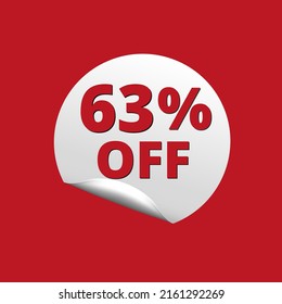 63% off with red background and white sticker at amazing discount sale