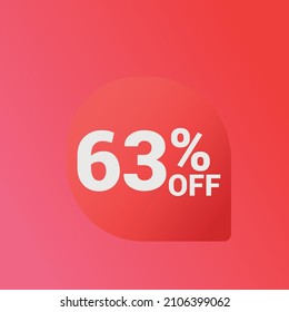 63% off Sale banner offer ad discount promotion vector banner. price discount offer. season sale promo sticker colorful background