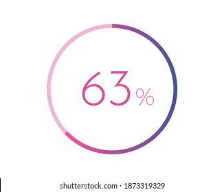 63% percent circle chart symbol. 63 percentage Icons for business, finance, report, downloading