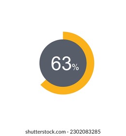 63% percentage infographic circle icons,63 percents pie chart infographic elements for Illustration, business, web design.