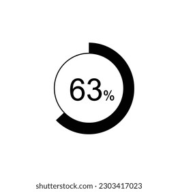 63% percentage infographic circle icons,63 percents pie chart infographic elements for Illustration, business, web design