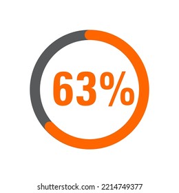 63 Percents Pie Chart Infographic Elements. 63% Percentage Info Graphic Circle Icons For Download, Illustration, Business, Web Design