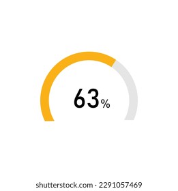63 percent,semicircle shape percentage diagram symbol,transparent background.