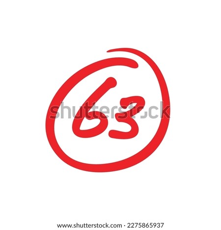 63 points test score, sixty three points grade results, vector illustration