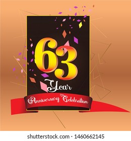 63 Year Anniversary Celebration Vector Template Design Illustration