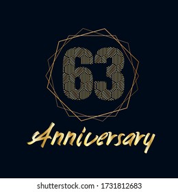Celebración del 63 aniversario, diseño vectorial para celebraciones, tarjetas de invitación y tarjetas de felicitación