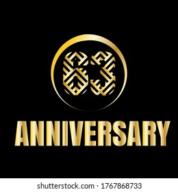 Celebración del 63 aniversario, diseño vectorial para celebraciones, tarjetas de invitación y tarjetas de felicitación