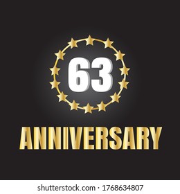 Celebración del 63 aniversario, diseño vectorial para celebraciones, tarjetas de invitación y tarjetas de felicitación