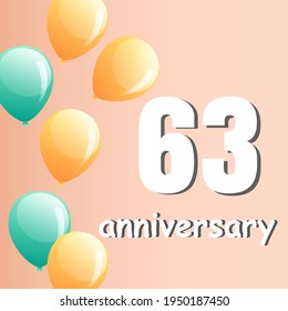 Celebración del 63 aniversario, diseño vectorial para celebraciones, tarjetas de invitación y tarjetas de felicitación