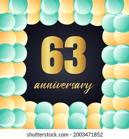 63 year anniversary celebration, vector design for celebrations, invitation cards and greeting cards