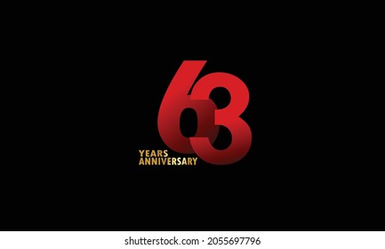 63 year anniversary red color, minimalist logo years, jubilee, greeting card. invitation on Grey background - Vector