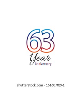 63 Year Anniversary Vector Template Design Illustration.
