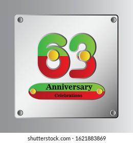 63 Year Anniversary Vector Template Design Illustration