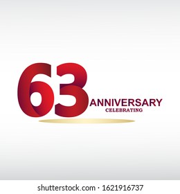 63 Year Anniversary Vector Template Design Illustration