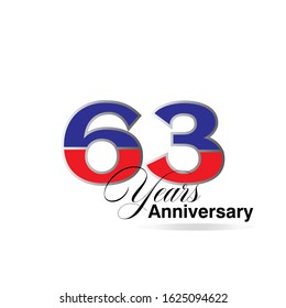 63 Year Anniversary Vector Template Design Illustration
