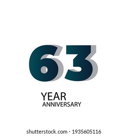 Diseño de plantilla vectorial de 63 años Ilustración Fondo azul elegante blanco