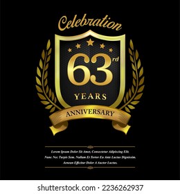 63 year celebration anniversary logo vector isolated on black background