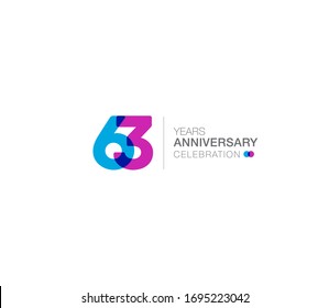 63 years anniversary or birthday celebration design template Vector.