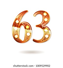 63 years anniversary celebration design with gold color composition. Vector illustration