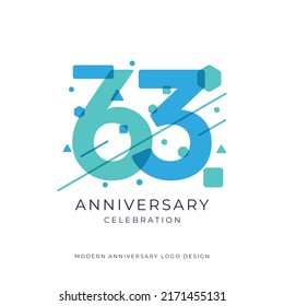63 years anniversary celebration logo design template vector