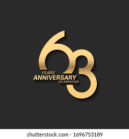 63 years anniversary celebration logotype with elegant modern number gold color for celebration