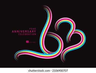 63 years anniversary celebration logotype colorful line vector, 63th birthday logo, 63 number, Banner template, vector design template elements for invitation card and poster.