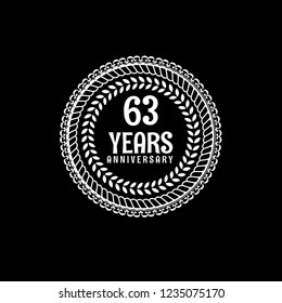 63 years anniversary celebration simple emblem, label, badge, logo,seal,sticker. vintage logo, 63 year sign, jubilee, greeting card