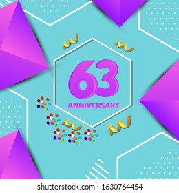 63 Years Anniversary Celebration Vector Template Design Illustration