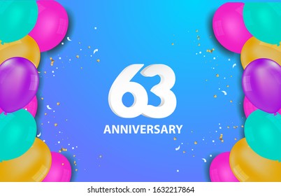 63 Years Anniversary Celebration Vector Template Design Illustration