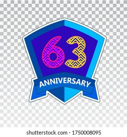 Ilustración de diseño de plantillas vectoriales de celebración de 63 años