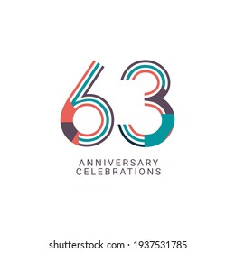 63 Years Anniversary Celebration Vector Template Design Illustration