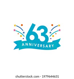 Ilustración de diseño de plantillas de vectores de celebración de 63 años. Vector Eps10