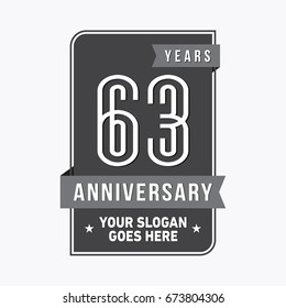 63 years anniversary design template. Vector and illustration.