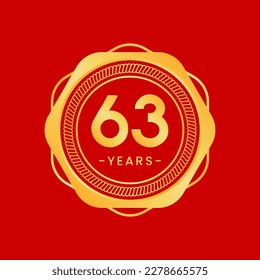 63 years anniversary, gold hexagon anniversary template with circular rope