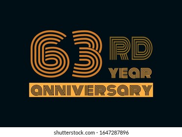 63 years anniversary line style gold color with the gray background 