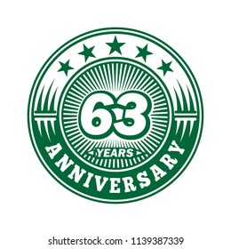 63 years anniversary. Anniversary logo design. Vector and illustration.