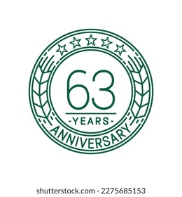 Plantilla de logotipo de 63 años. 63.ª línea de arte vector e ilustración.