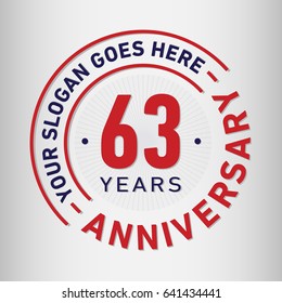 63 years anniversary logo template. Vector and illustration.