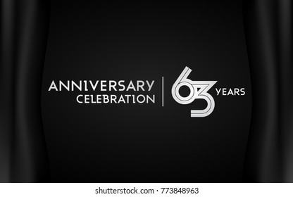 63 Years Anniversary Logotype with   Silver Multi Linear Number Isolated on Dark Background