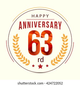 63 Years Anniversary with Low Poly Design and Laurel Ornaments