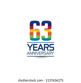 63 years anniversary rainbow color style simple design with white background for company celebration event