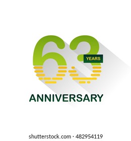 63 years anniversary, signs, symbols,flat design.