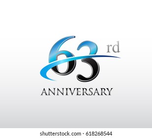 63 years anniversary Template logo with swoosh