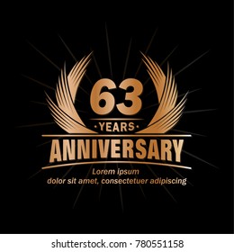 63 years design template. Anniversary vector and illustration template.