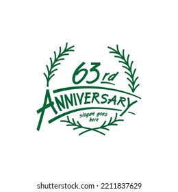 63 years design template. Vector and illustration. 63rd years logo.