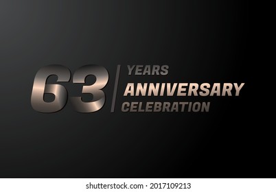 63 years gold anniversary celebration logotype, anniversary banner vector, isolated on black background
