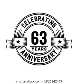 63 years logo design template. 63rd anniversary vector and illustration.